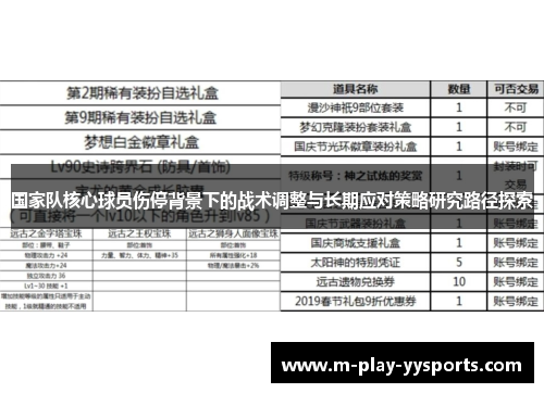 国家队核心球员伤停背景下的战术调整与长期应对策略研究路径探索
