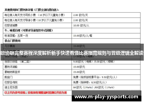 欧协联完整赛程深度解析新手快速看懂比赛指南规则与晋级逻辑全解读
